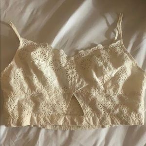 American Eagle Cream Crop Top- Small
